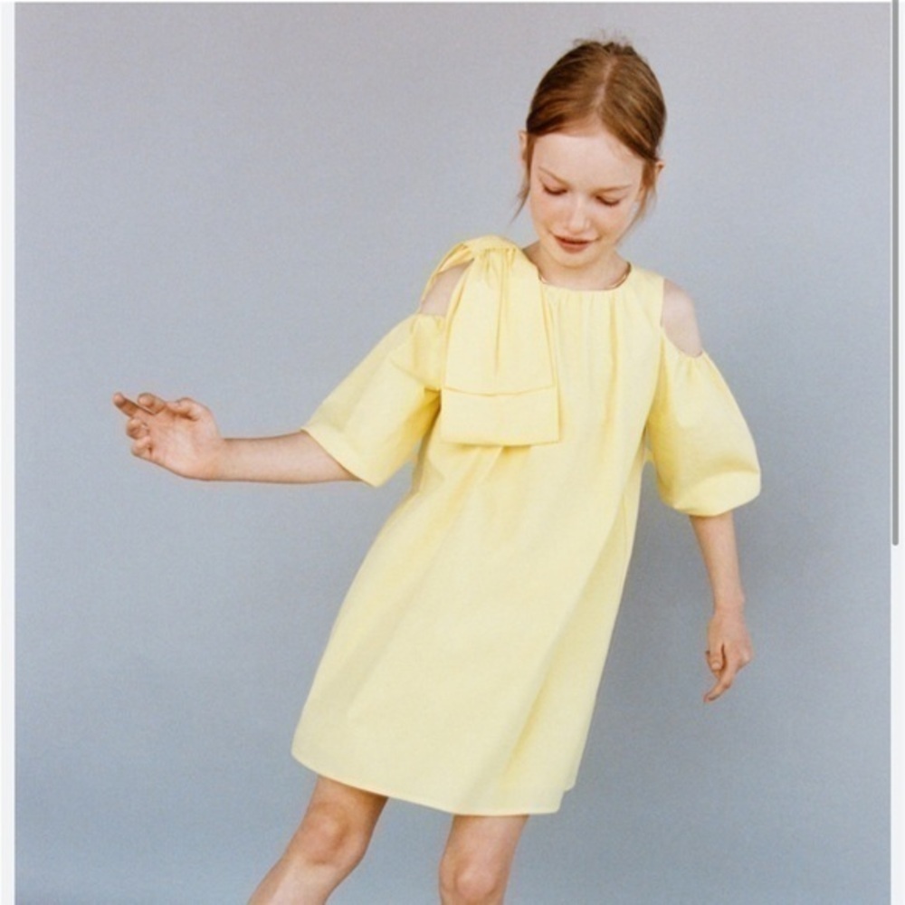 Zara kids NWT yellow poplin dress with bow